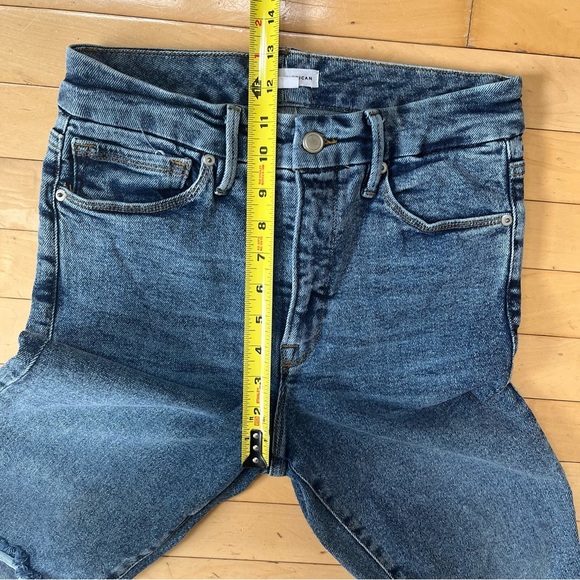 Good American Skinny Jeans High Waist Raw Hem Denim Size 6 / 28 Distressed - Picture 8 of 9